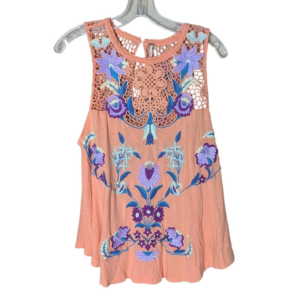 Free People Embroidered Crochet‎ Tank Top – Boho Festival Fairycore Size M